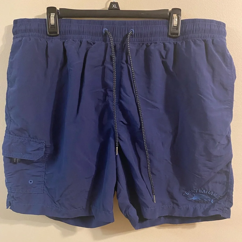 Mens Tommy Bahama Navy Blue Lined‎ Swim Trunks Bottoms Relax Size XL Nylon